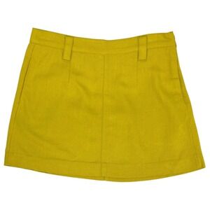 Free People Linen Blend Mini Skirt Womens Size 2 Chartreuse Yellow NWT